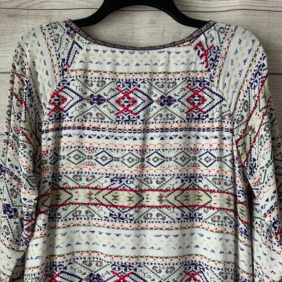 Skies are Blue Multi-colored Geometric Tunic Shift Dress Embroidered Boho Size M - Picture 5 of 15